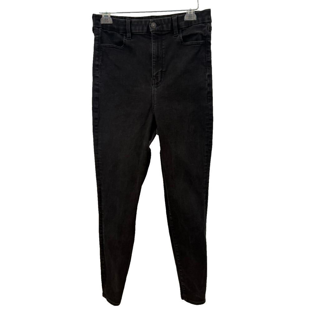 Women's American Eagle Ne(x)t Level Stretch Faded Black Jeans Size 14 Long - Picture 1 of 9
